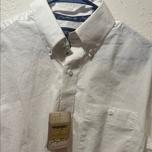 NWT Wrangler Men's George Strait Premium Edition Classic White Button Down Shirt